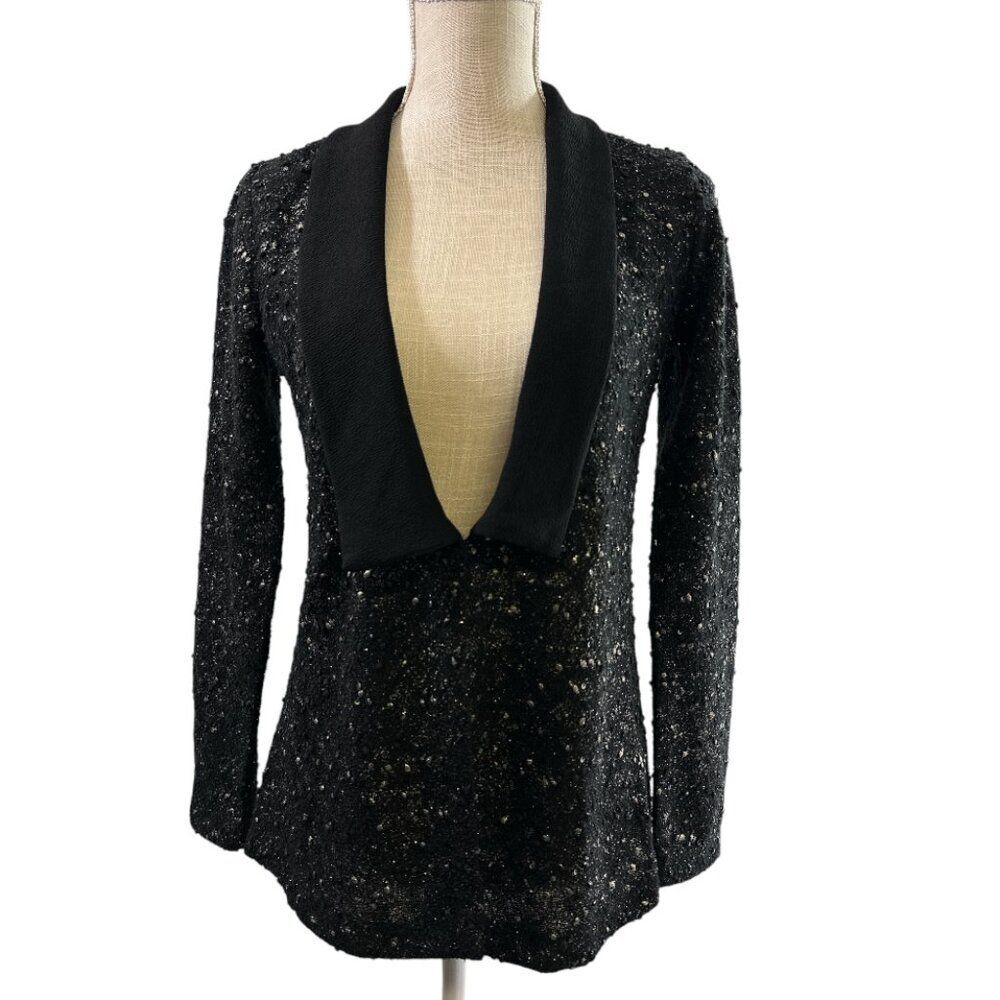 Alembika Black Cardigan Jacket Cardigan Sparkly Metallic Textured Sz 0 US sz 4-6